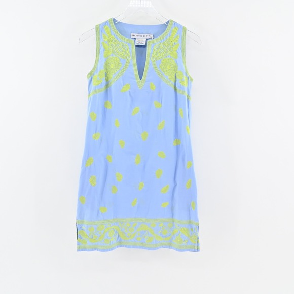 GRETCHEN SCOTT Dress Size XS Hawaiian Punch Embroidered Sleeveless Shift Cotton - Picture 2 of 12